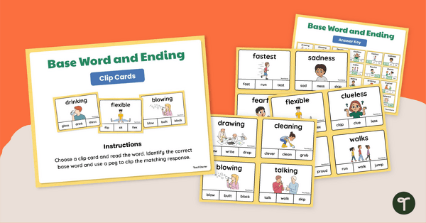 Go to Base Word and Ending Clip Cards teaching resource