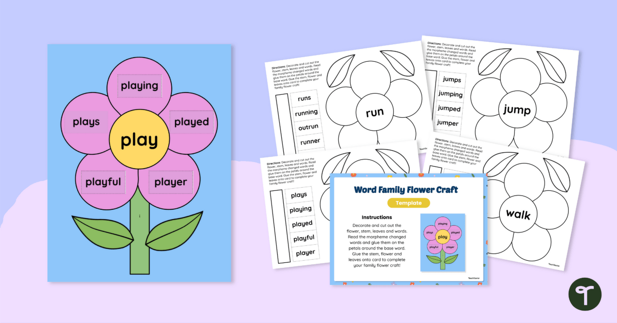 Root Words Activity - Word Family Flower Craft teaching resource