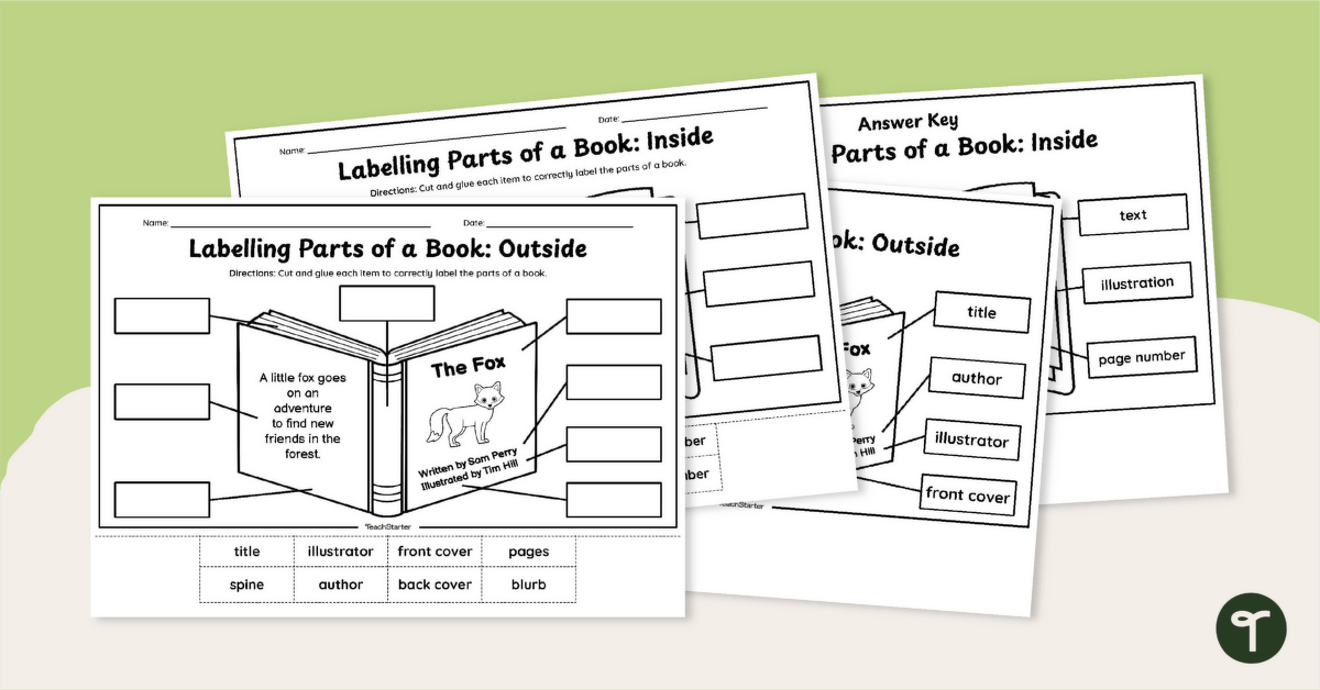 Parts of a Book Worksheets teaching resource