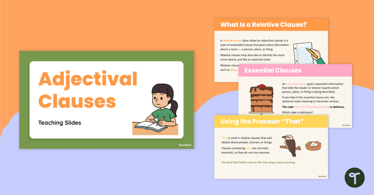 Adjectival Clause Teaching Slides teaching resource