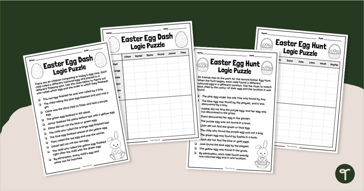 Easter Logic Puzzle Pack teaching resource