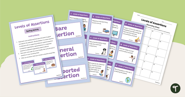 Go to Types of Assertions Sorting Activity teaching resource