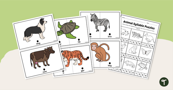 Go to Syllable Activity – Animal Puzzle teaching resource