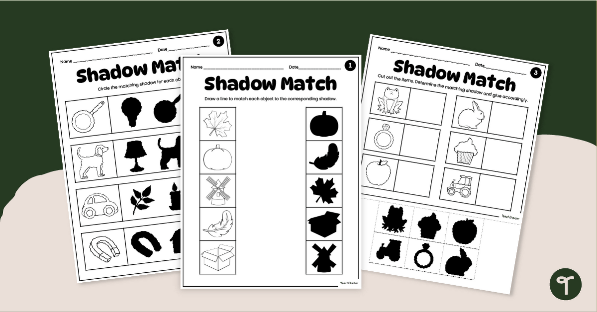Shadow Matching Worksheet Pack teaching resource