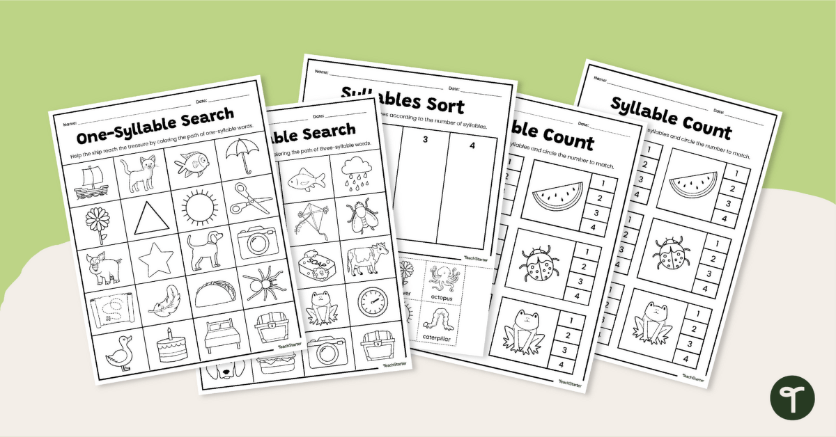 Syllables Worksheet Set teaching resource