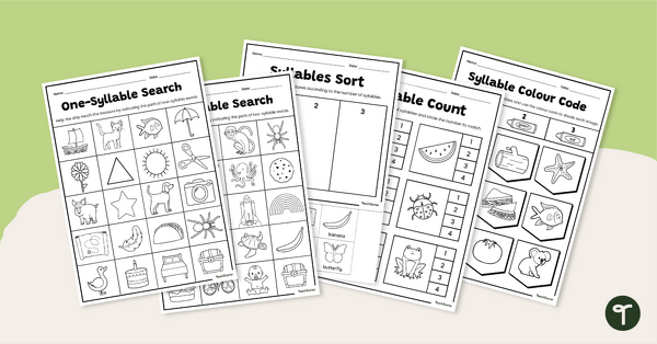 Go to Syllables Worksheet Set teaching resource