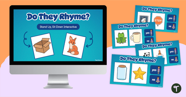 Go to Rhyming Game - Stand Up, Sit Down Digital Activity teaching resource