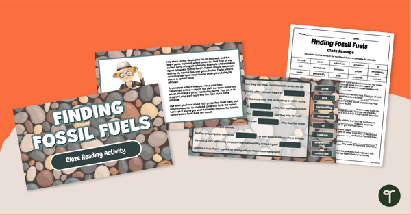 Go to Rocks & Fossil Fuels - Cloze Reading Activity Pack teaching resource