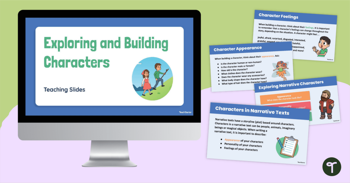 Exploring and Building Narrative Characters PowerPoint teaching resource