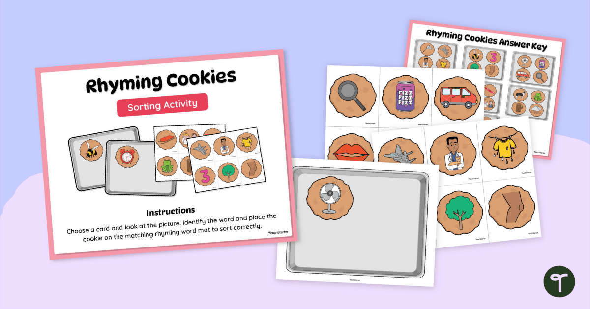 Rhyming Sort Cookies Activity Mats teaching resource