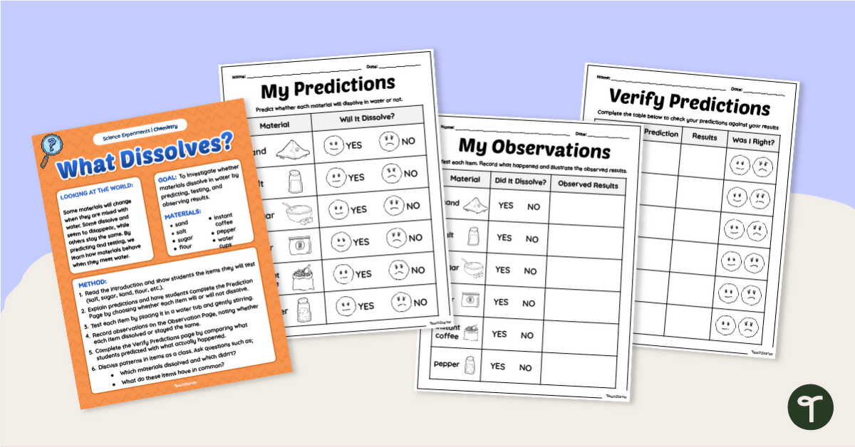 What Dissolves? Science Inquiry Activity (F-2) teaching resource