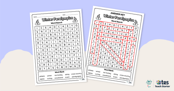 Go to Winter Paralympics Word Search – Early Years teaching resource