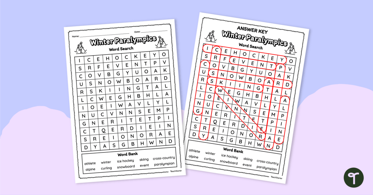 Winter Paralympic Word Search – Early Years teaching resource