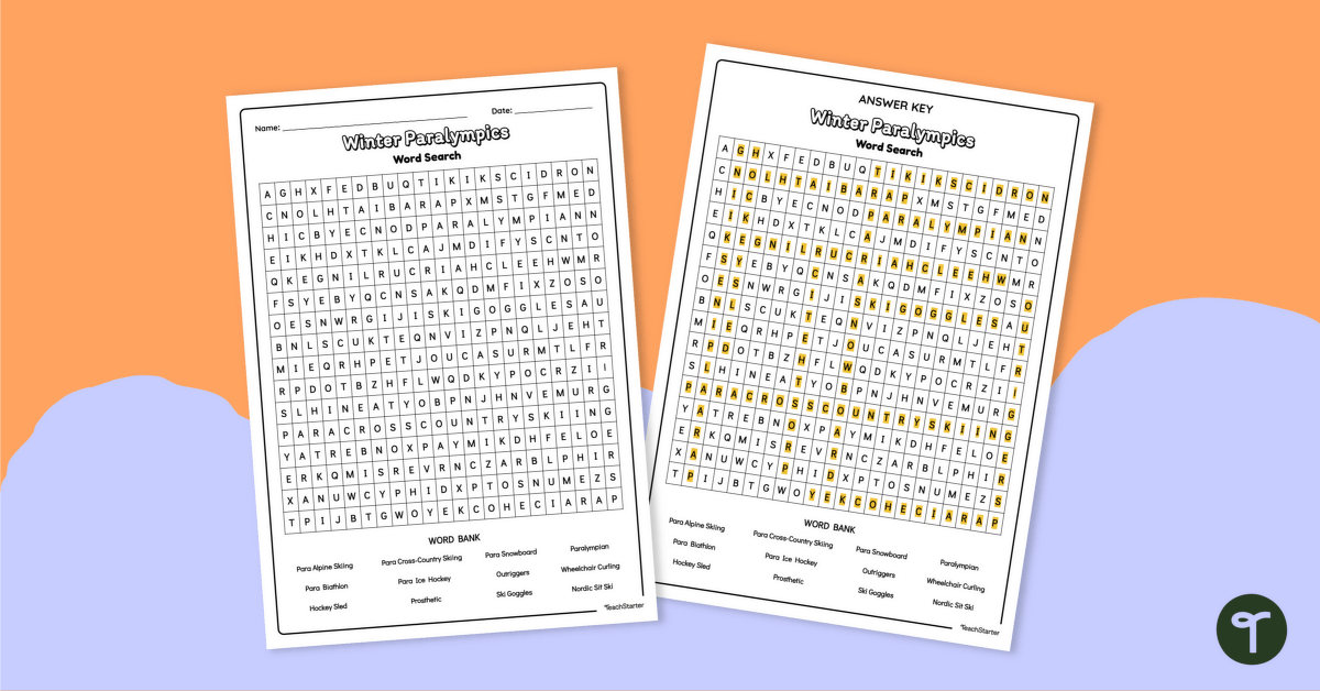 Winter Paralympics Word Search – Upper Years teaching resource