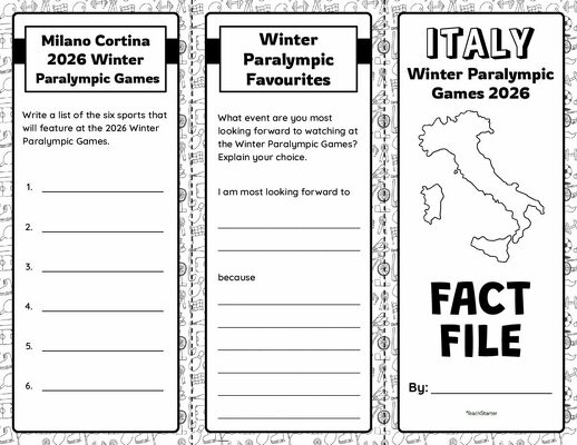 Winter Paralympics 2026 – Italy Brochure Template teaching resource