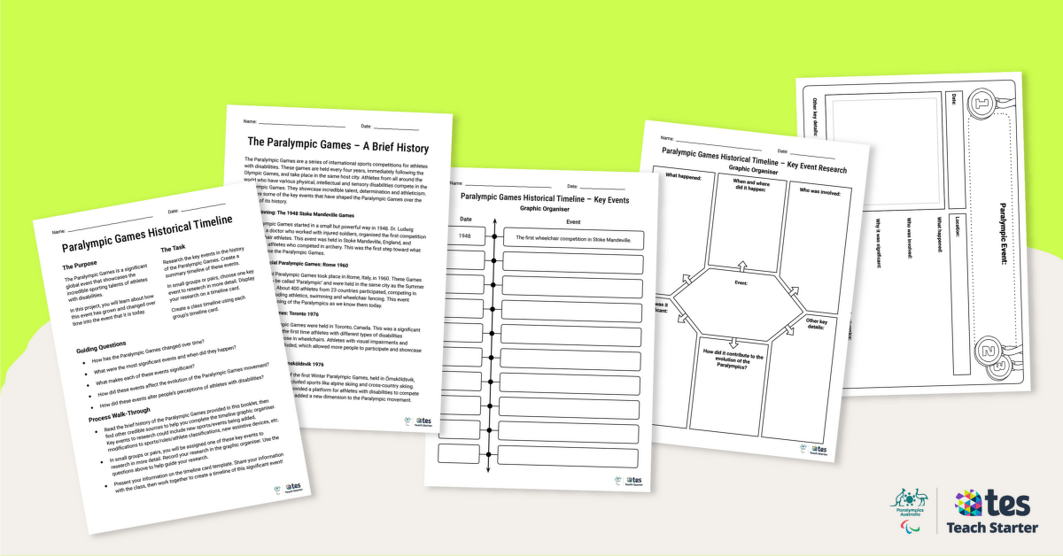 Paralympic Games Historical Timeline – Inquiry-Based Project teaching resource