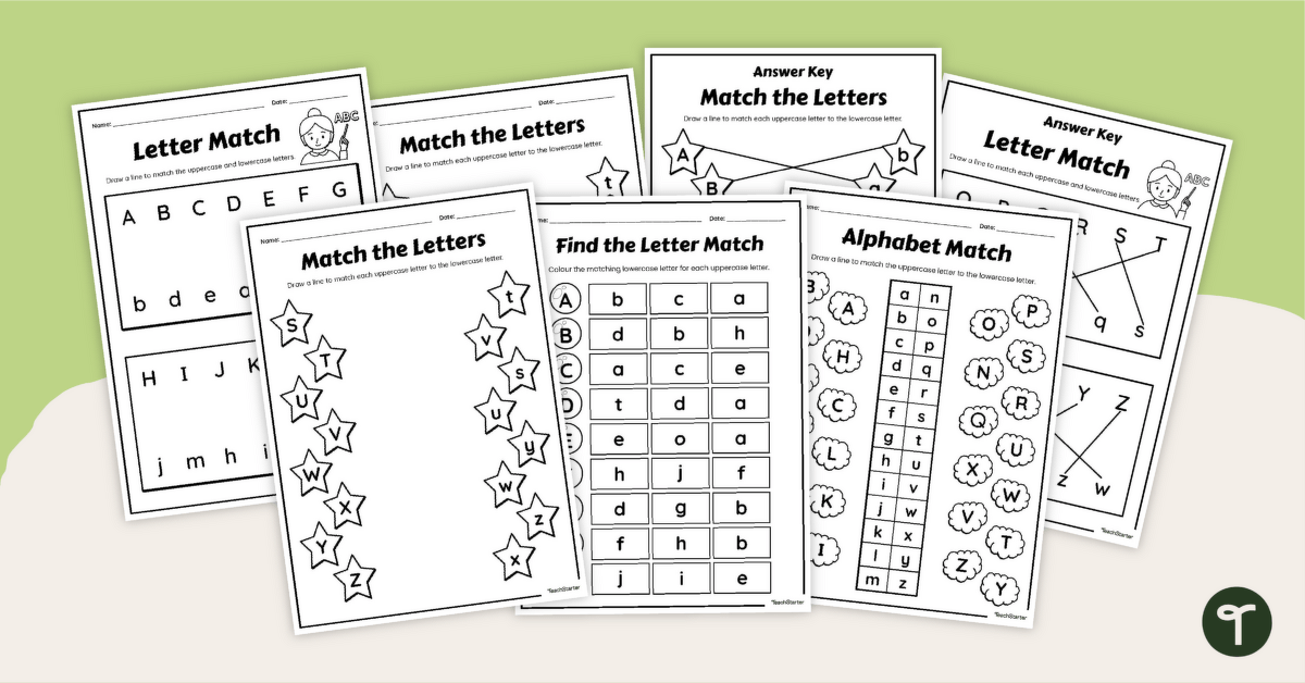 Uppercase and Lowercase Matching Worksheet Set teaching resource