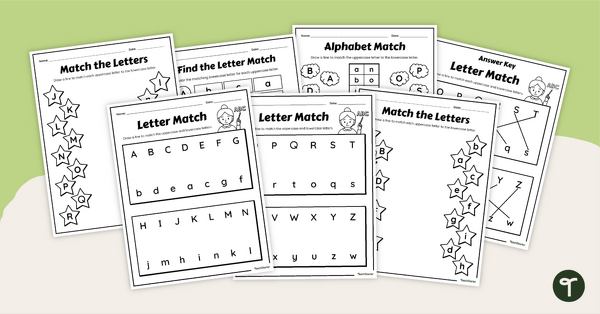 Go to Uppercase and Lowercase Matching Worksheet Set teaching resource