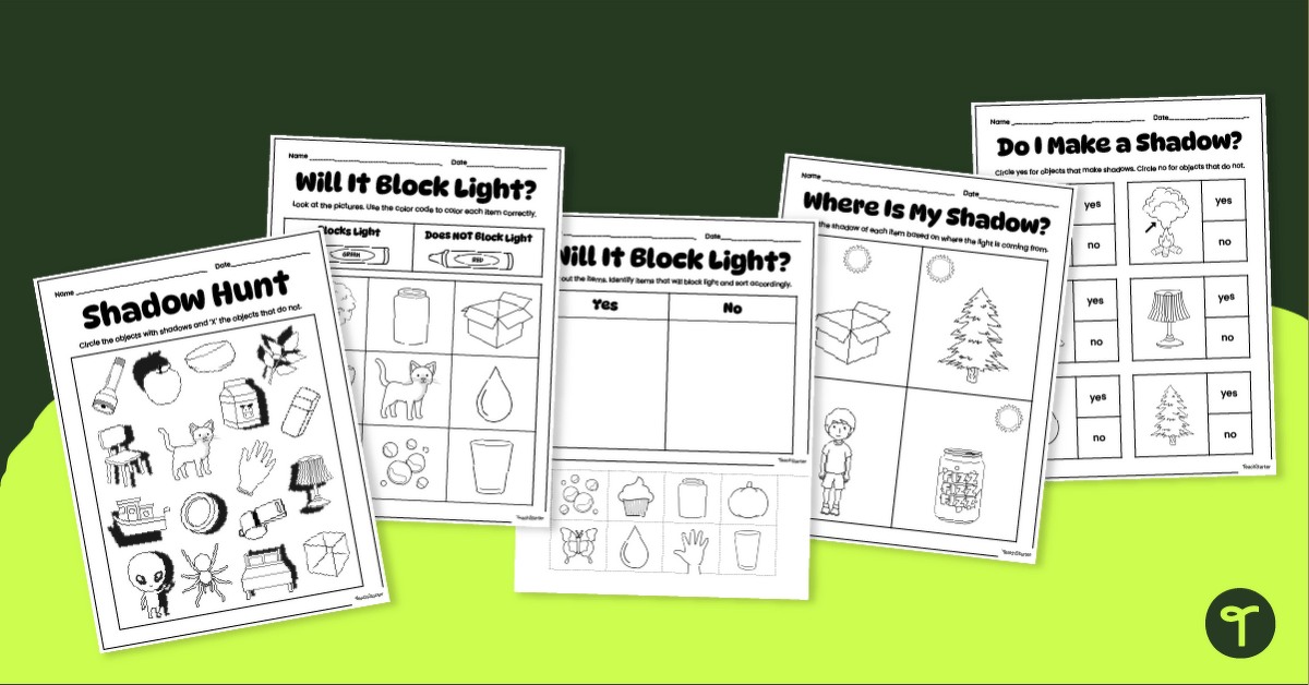 Shadow Worksheet Pack (K) teaching resource
