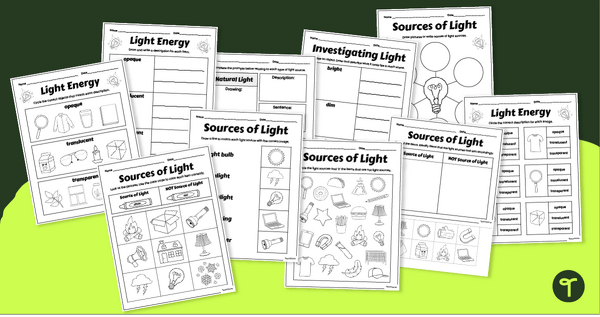 Go to Sources of Light Worksheet Pack (K) teaching resource