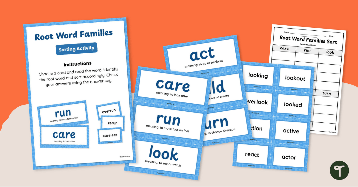 Base Word Sorting Activity teaching resource