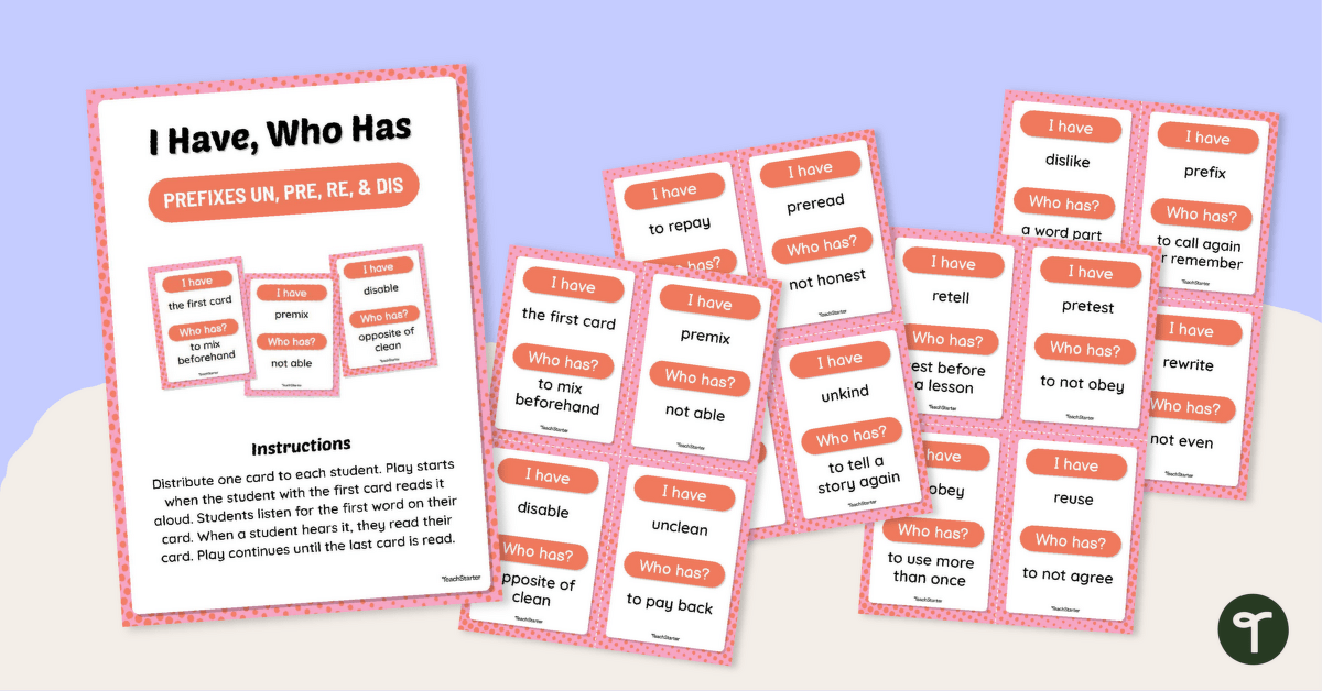 I Have, Who Has Prefix Game teaching resource