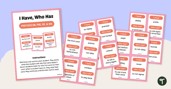 Go to I Have, Who Has Prefix Game teaching resource