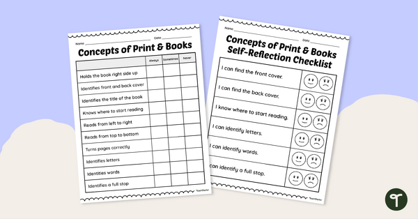 Go to Concepts About Print Assessment Checklists teaching resource