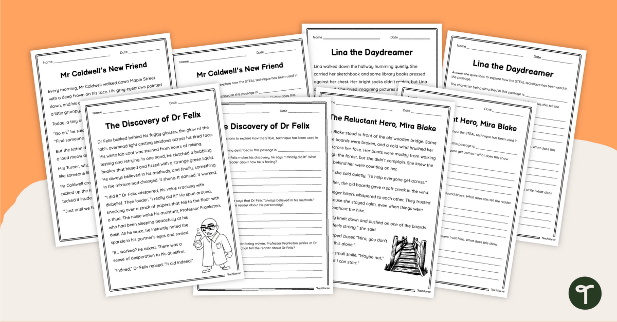 Character Description – Text Analysis Worksheets teaching resource