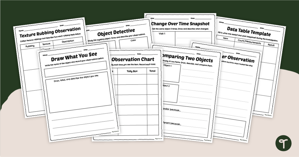 Scientific Observation Graphic Organisers teaching resource