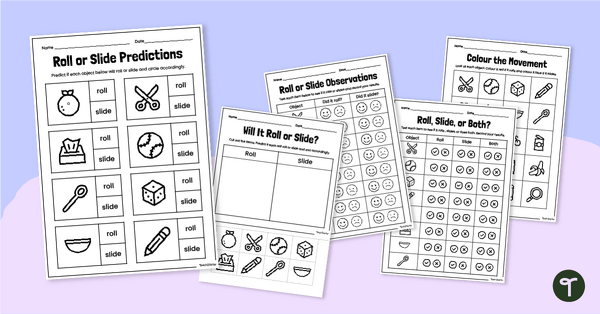 Go to Roll or Slide Worksheets (F-1) teaching resource