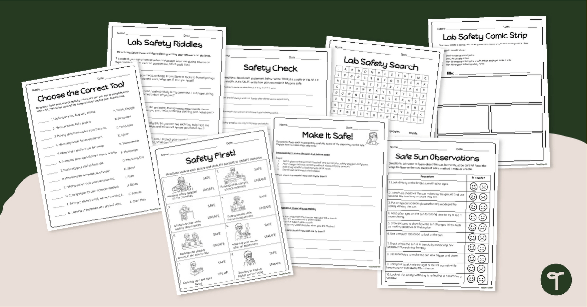 Staying Safe in the Science Lab Worksheets teaching resource