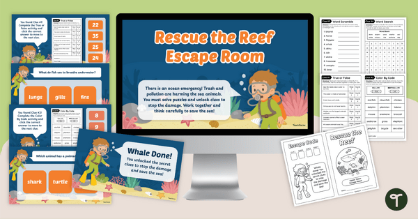 Go to Printable Escape Room - Rescue the Reef teaching resource