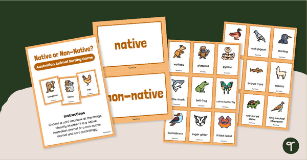 Go to Native or Non-Native Species? Australian Animal Sorting Game teaching resource