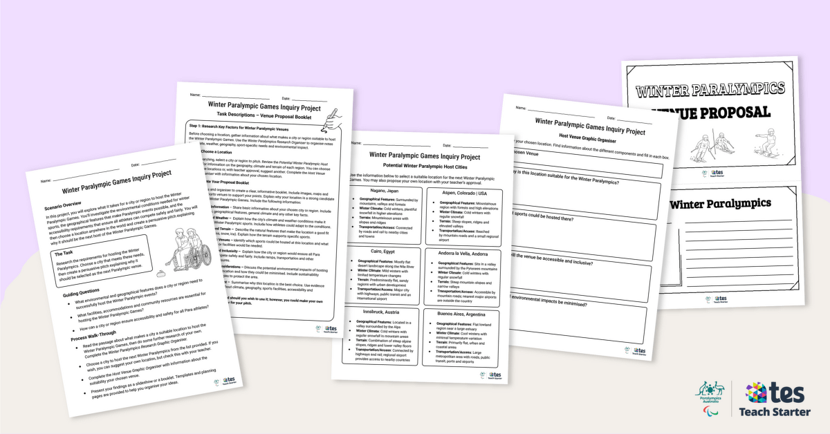 Winter Paralympic Games – Inquiry-Based Project teaching resource