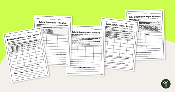 Go to Build a Scientific Data Table Worksheets teaching resource