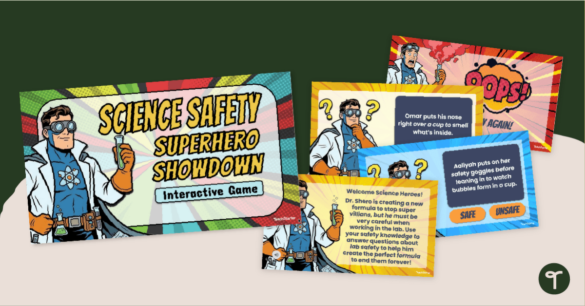 Science Superhero Lab Safety Game teaching resource