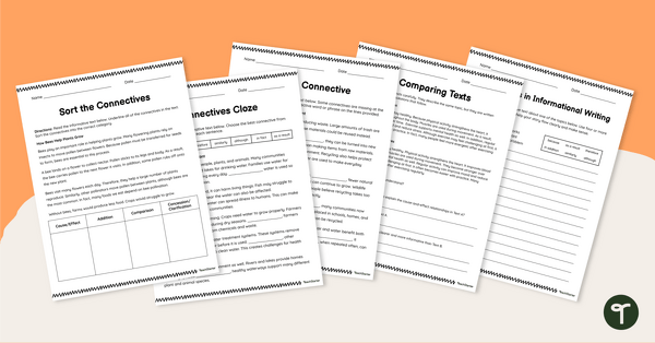 Go to Linking Words in Informational Writing Worksheet Pack teaching resource