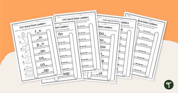 Go to CVC Word Chain Ladders - Worksheets teaching resource