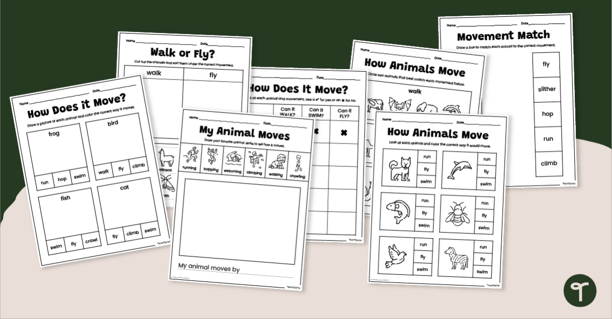 How Do Animals Move Worksheet Pack teaching resource