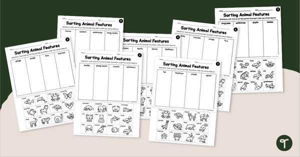 Go to Sorting Animals Worksheet Pack - External Features teaching resource
