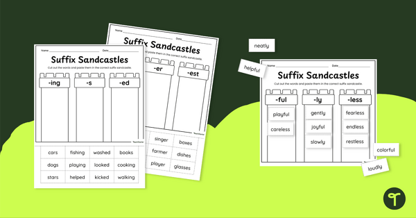 Go to Suffix Cut and Paste Worksheets teaching resource