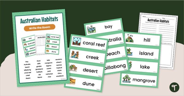 Go to Australian Habitats Word Wall - Write The Room Activity teaching resource