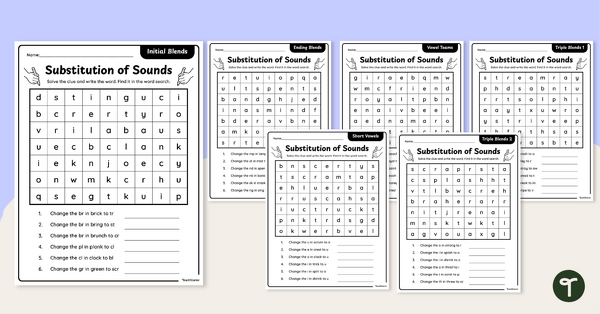 Go to Phoneme Substitution Worksheets - Word Search Pack teaching resource