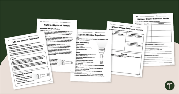 Go to Light and Shadow Experiment Design Activity teaching resource