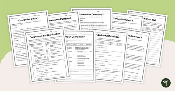 Go to Concession Words Worksheet Pack teaching resource