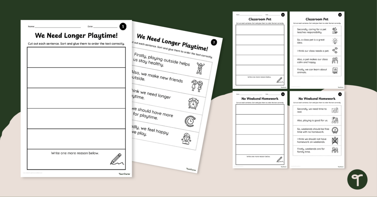 Build a Persuasive Text - Cut and Paste Worksheets teaching resource
