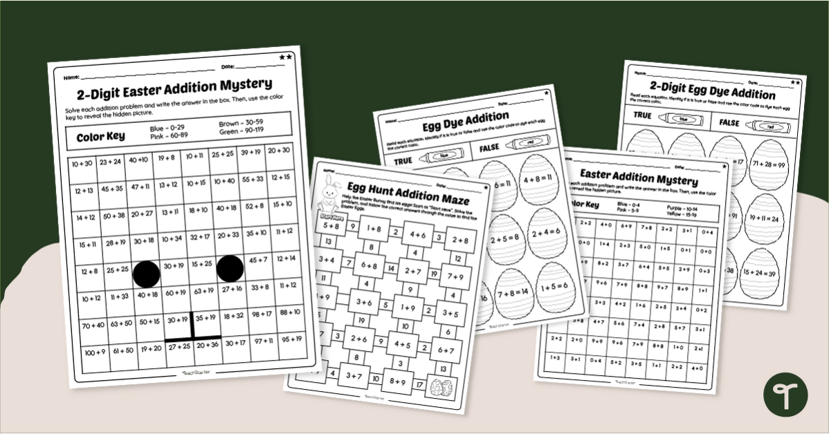 Easter Addition Coloring Pages (Differentiated) teaching resource