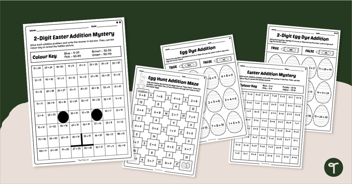Easter Addition Colouring Pages (Differentiated) teaching resource