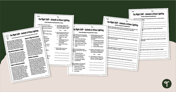 Go to The Effects of Urban Lighting Worksheet Pack teaching resource